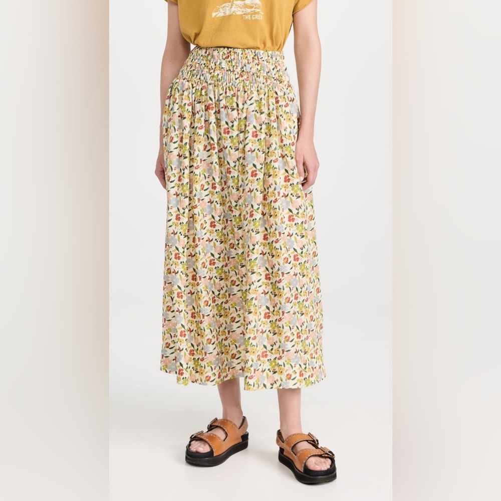 THE GREAT. Silk Floral Midi Viola Skirt NWT
